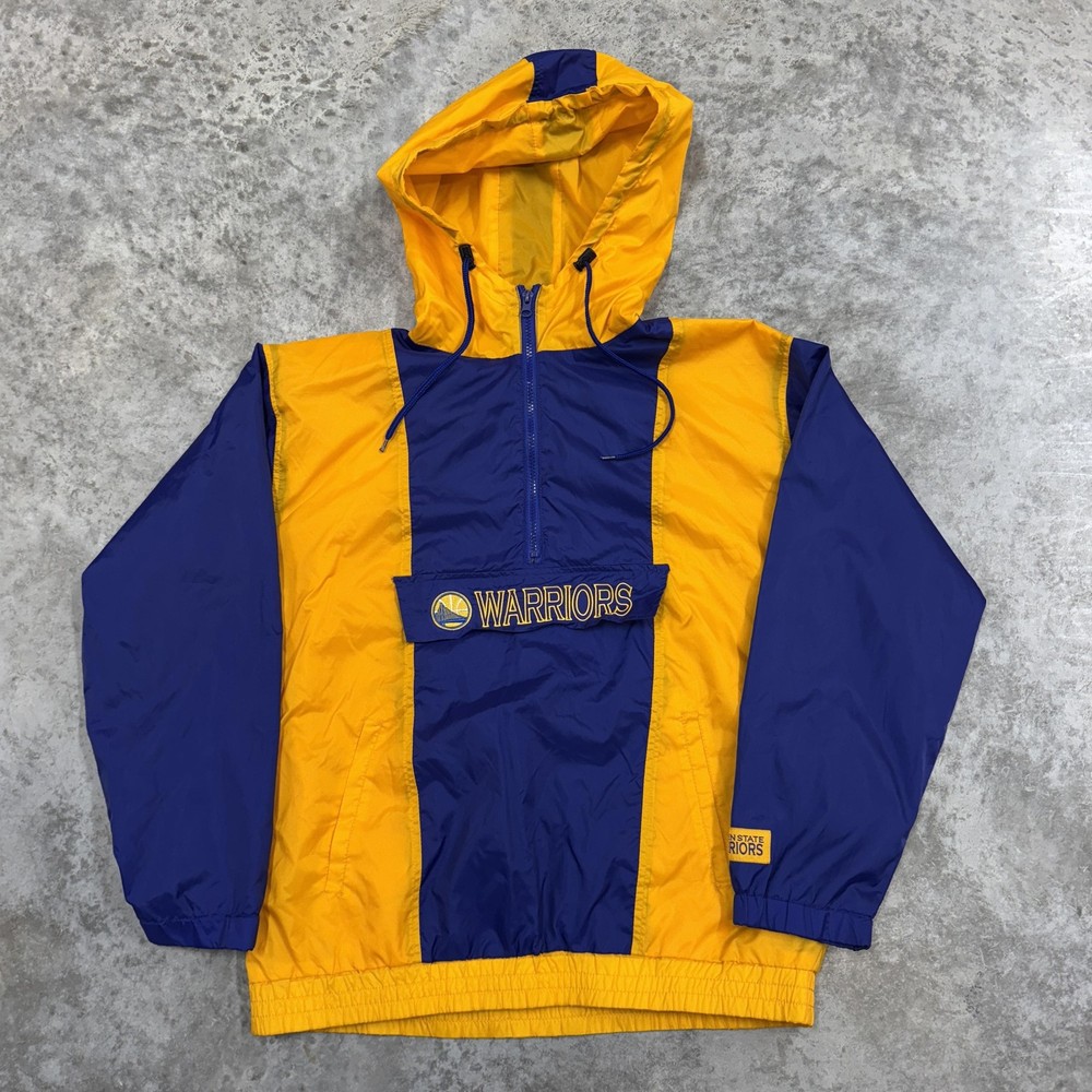 Golden State Warriors Jacket Mens Medium Blue NBA Basketball Anorak Windbreaker