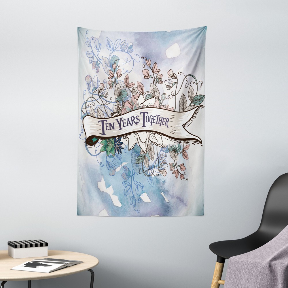 Quote Tapestry Blooming Flowers Pattern Print Wall Hanging Decor