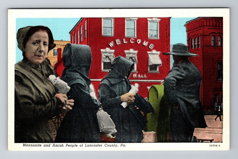 Lancaster PA-Pennsylvania, Mennonite And Amish People, Antique Vintage Postcard