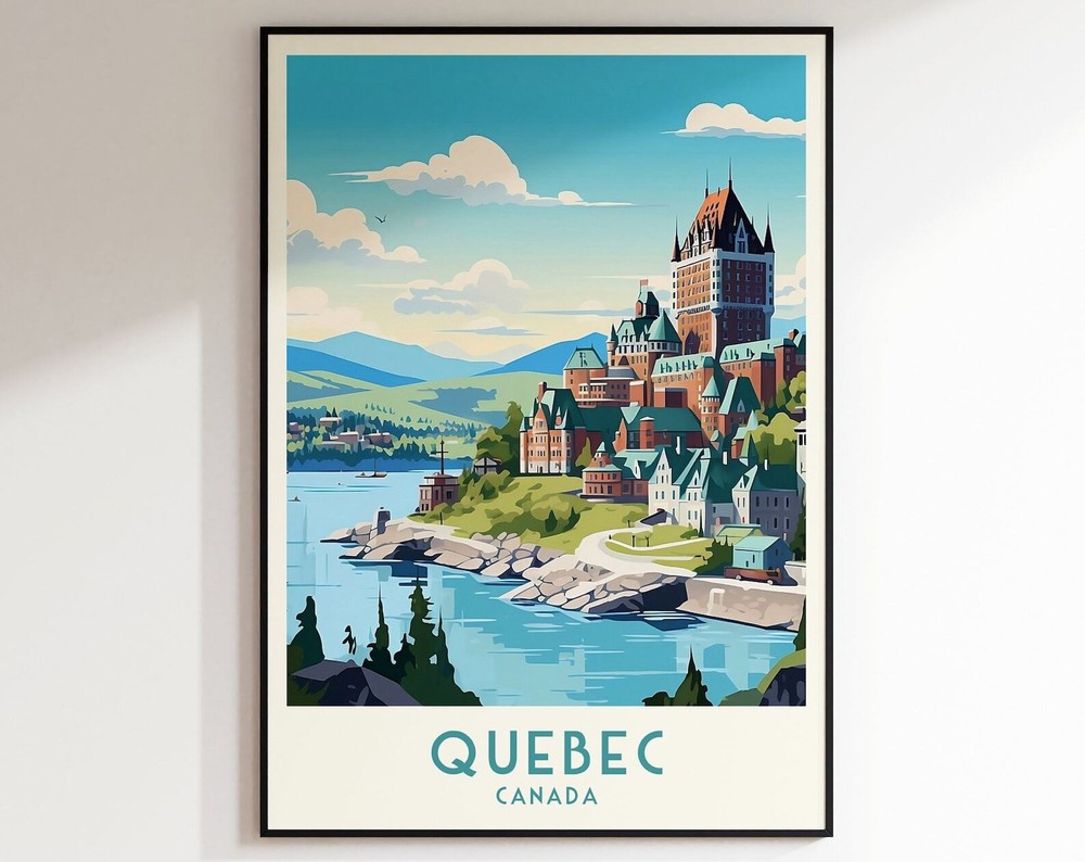 Quebec Travel Print Canada Print Canada Home Decor Retro Wall Art Wedding Gift