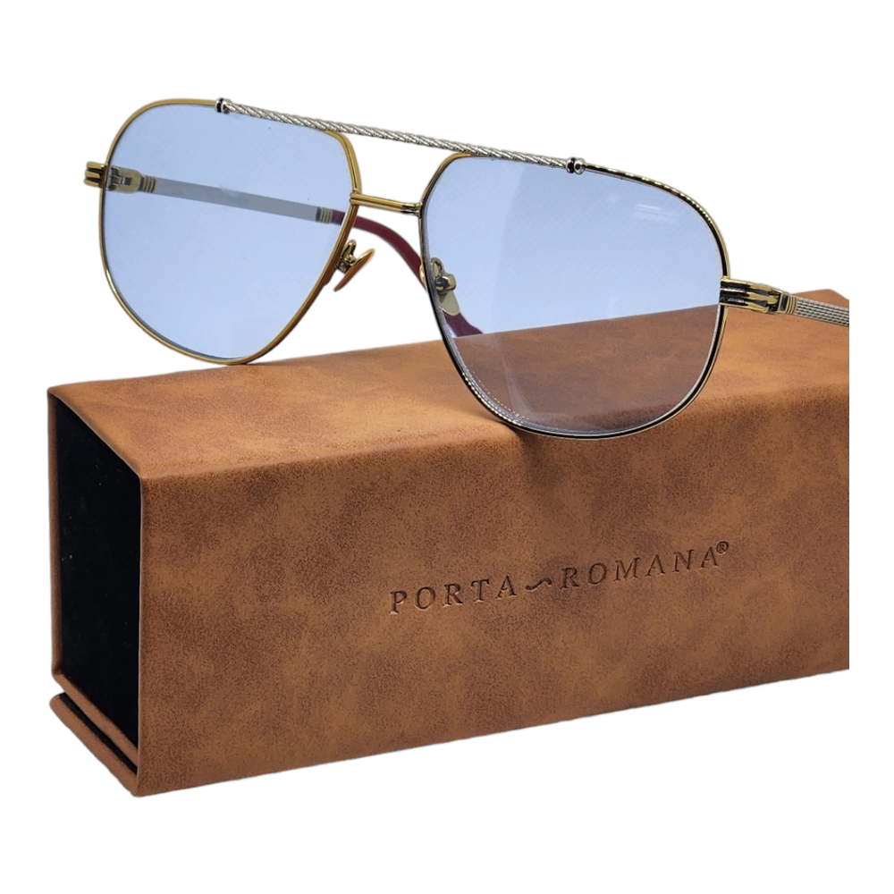 PORTA ROMANA  SUNGLASSES 1233 GOLD PLATED BLUE2