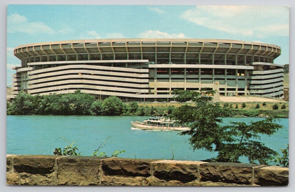 Three Rivers Stadium Pittsburgh PA Postcard 1975 Steelers Pirates Dexter Press