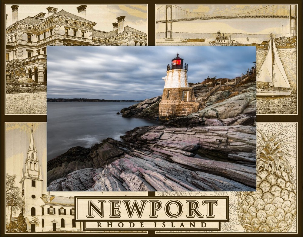 Newport Rhode Island Laser Engraved Wood Picture Frame Landscape (4 x 6)