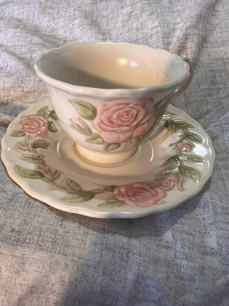 Vernon Rose Vernon Ware dishes - Teacup And Saucer, Vintage Collectible Dishware