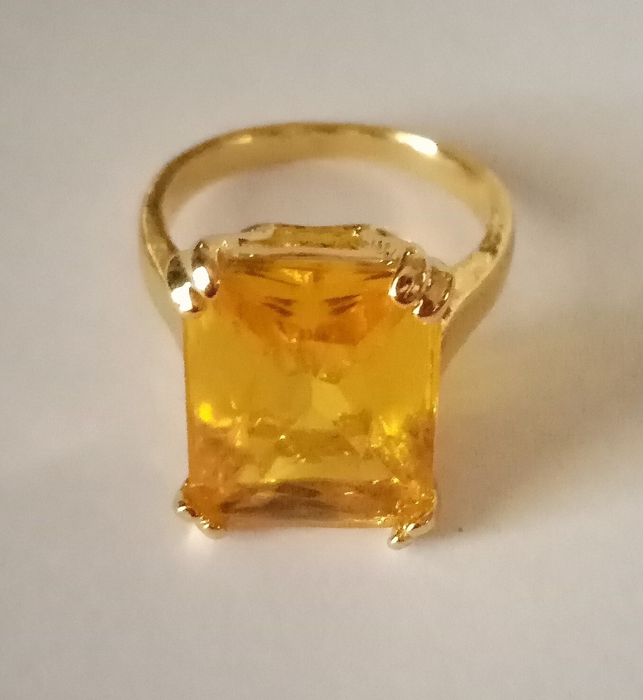 Yellow Orange Tone Gold Women’s Dress Ring Formal Band Size 7