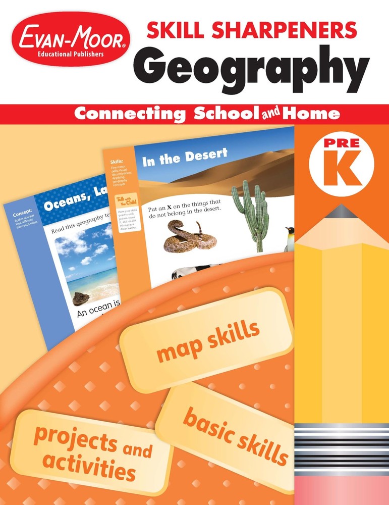 Evan-Moor Skill Sharpeners Geography Workbook, PreK, Fun Projects and Activitie,