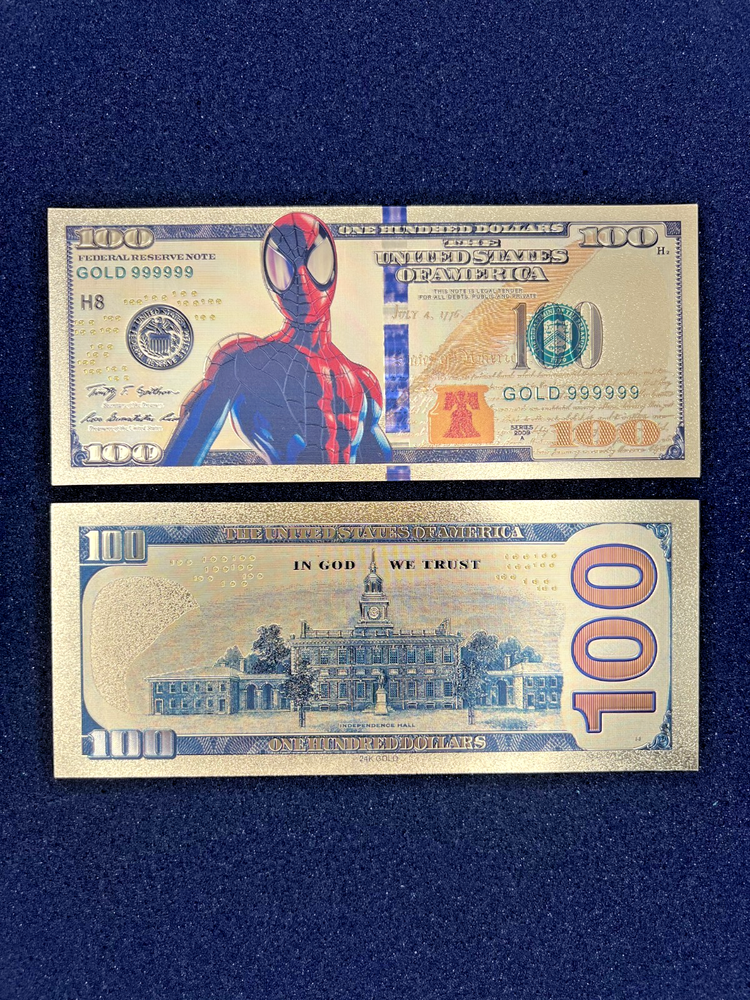 Spider-Man - 24k Gold Foil Banknote - Super Hero Tv Show/Movie Character