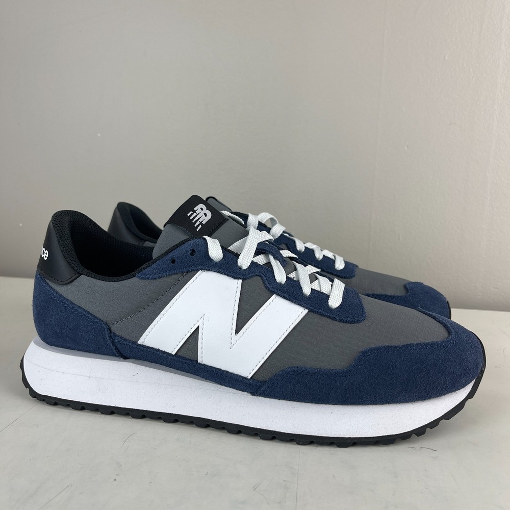 New Balance Sneakers Mens 9 Gray Navy Blue 237 Suede Athletic Running Casual