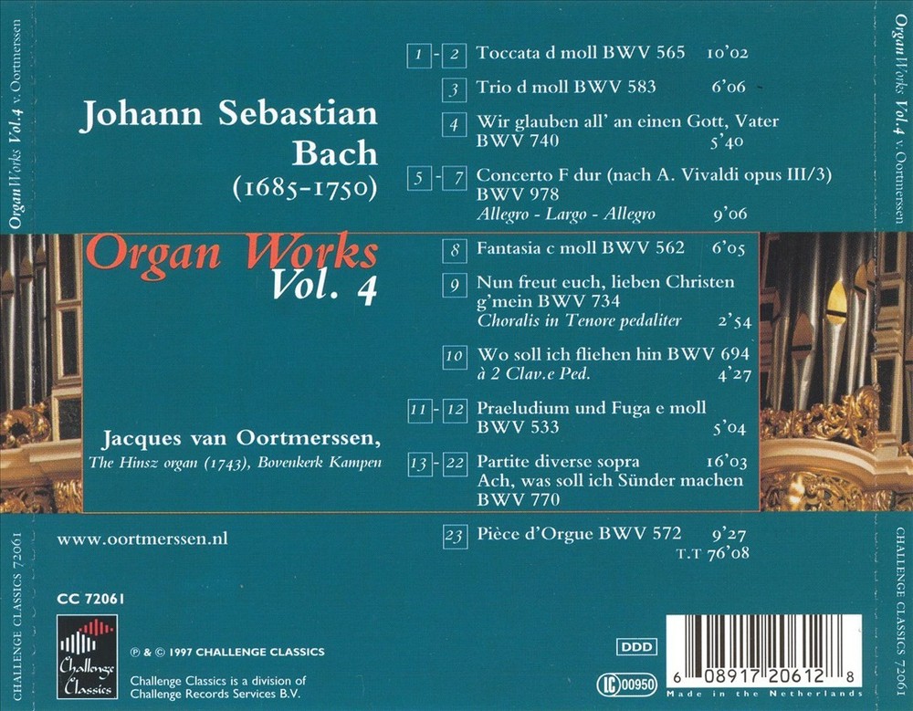Jacques Van Oortmerssen J.s. Bach: Organ Works, Vol. 4 New Cd