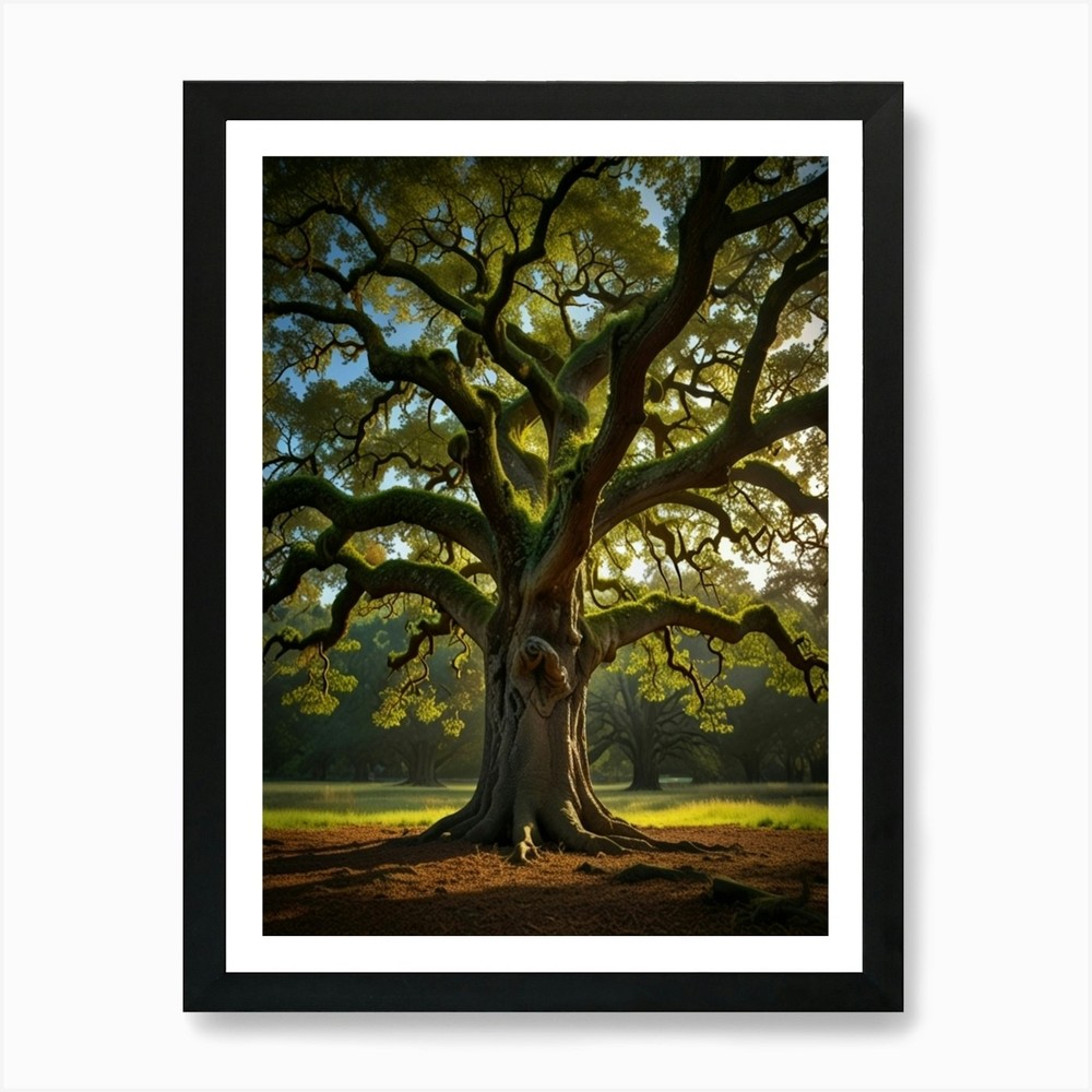 Framed Oak Tree 2 Art Print Canvas Wall Poster Picture