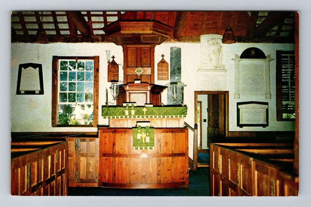 Bermuda- St George's St. Peter's Church Interior Altar Souvenir Vintage Postcard
