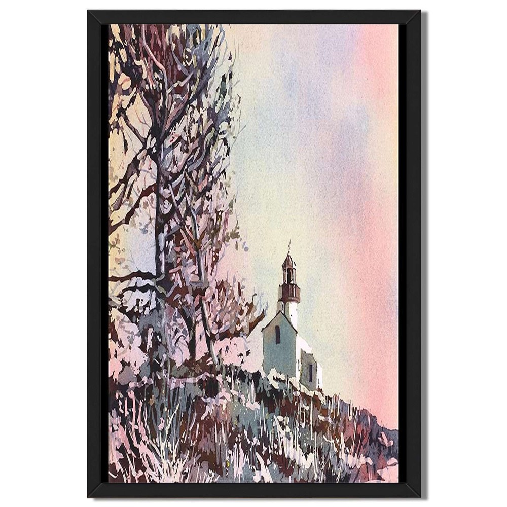Sunset Lighthouse Landscape Framed Canvas Print Coastal Wall Art Home Decor