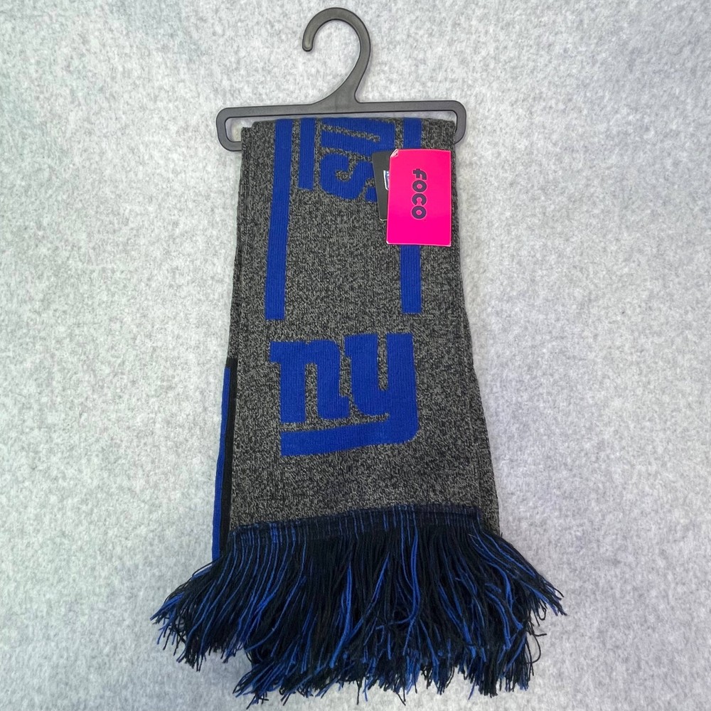 New York Giants NFL Knit Scarf Gray Blue Team Logo Fan Gear FOCO NWT Breathable