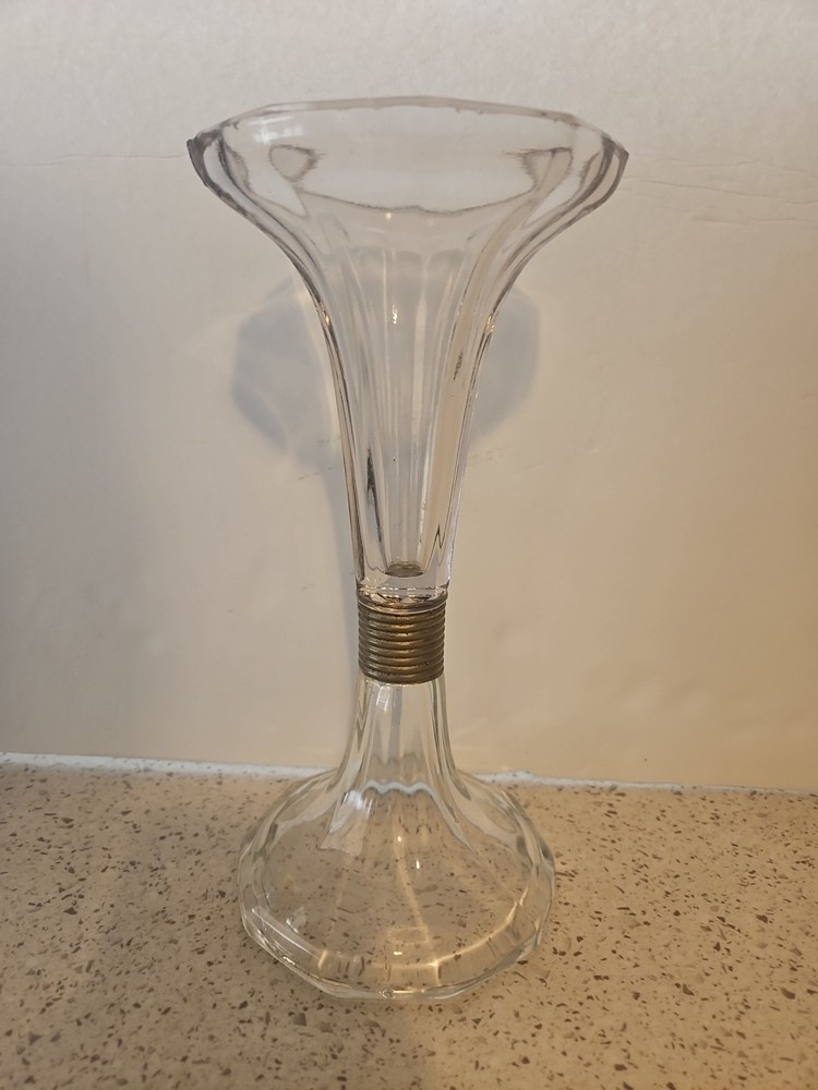 Antique Pink Purple Glass Shelf Stand for Hats Wigs 10.5 Inch G301