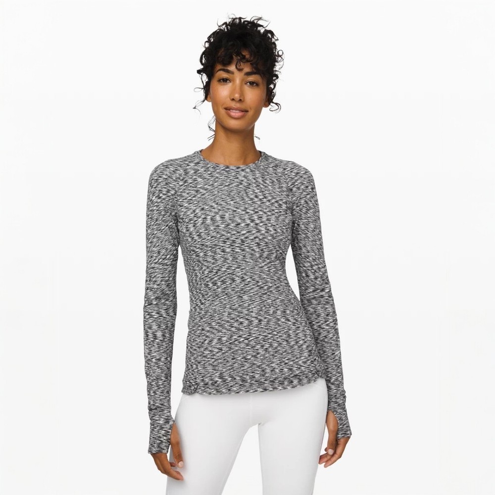 Lululemon Runderful Long SleeveSpaced Out Space Dye Black White, size 10