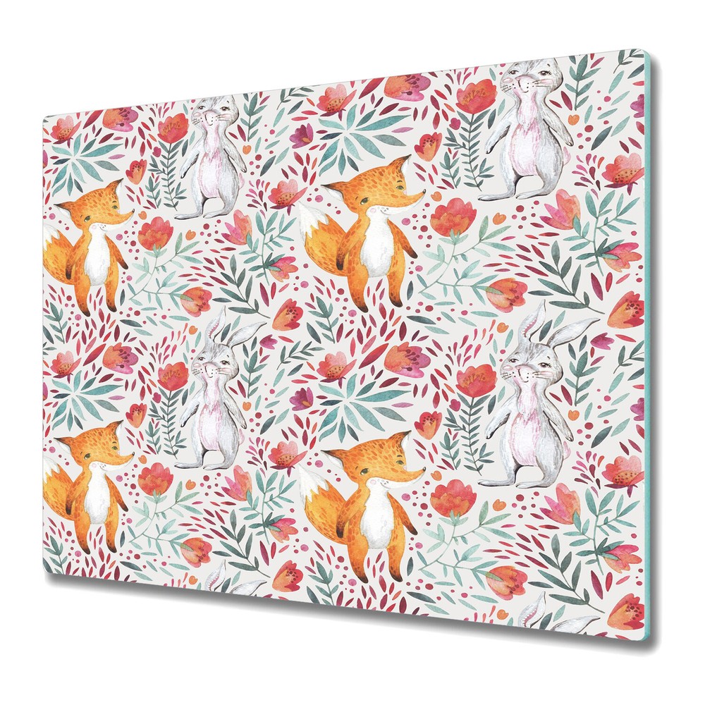 Glass Chopping Board Utensil Vintage Foxy Animals Wild animals 60x52