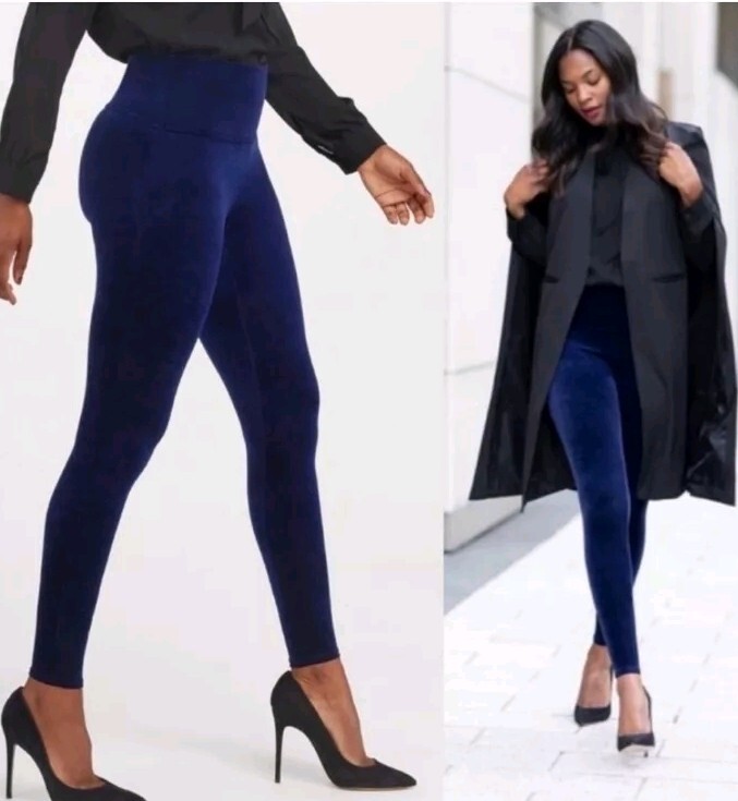 NWT Spanx 2XL Navy Blue Velvet Leggings $128