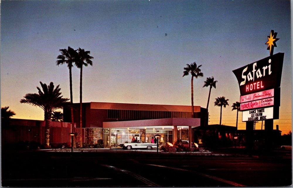 Vintage Safari Hotel Scottsdale AZ Postcard - Petley Studios Chrome Era