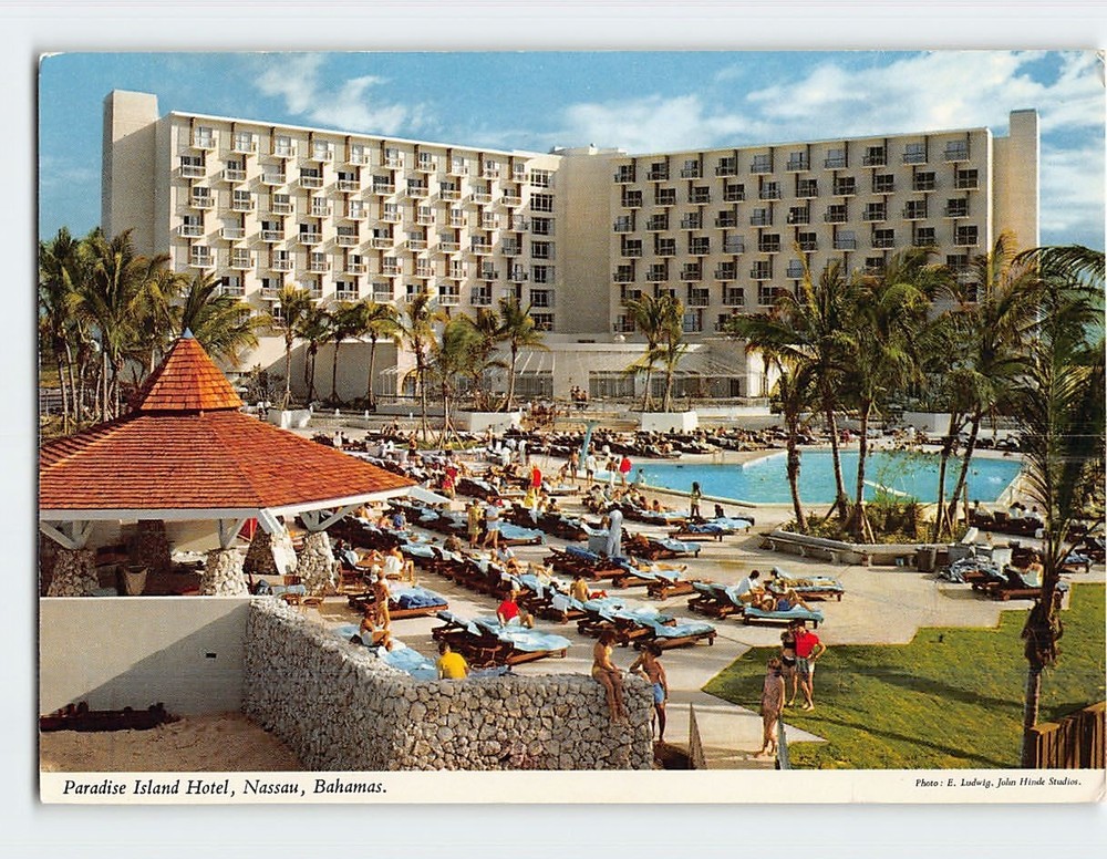 Postcard Pool View Paradise Island Hotel Nassau Bahamas