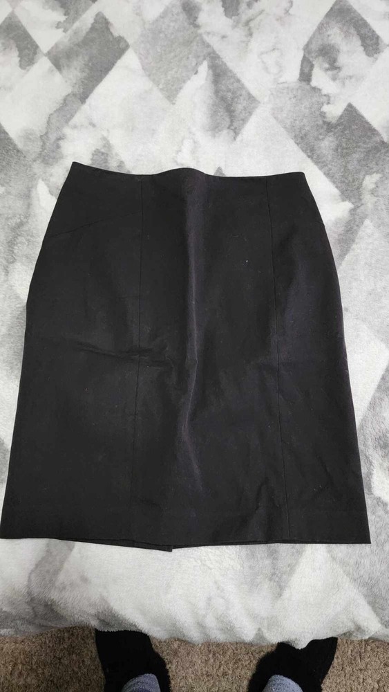 Banana Republic Pencil Skirt Black Cotton Blend High Waisted Knee Length Size 4