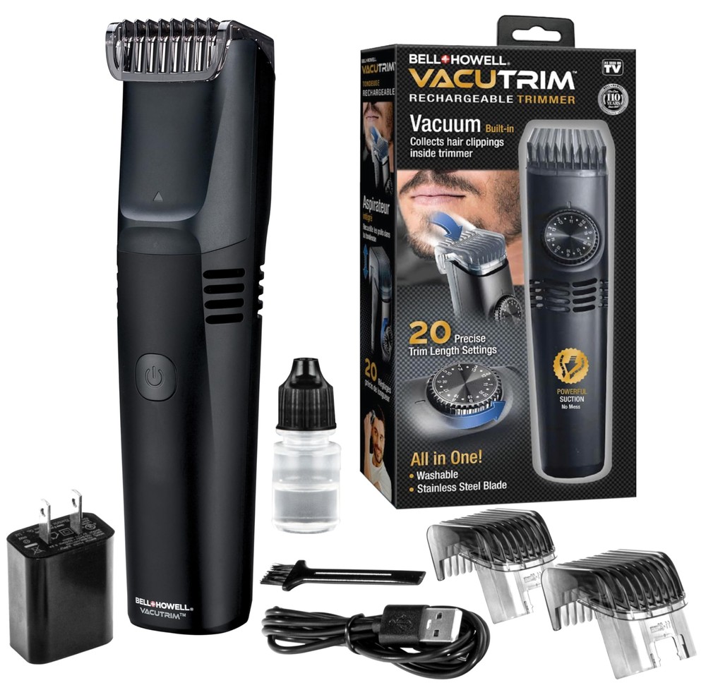 Vacutrim Cordless Mens Beard Trimmer Recharge Electric Shaver 20 Trim Settings