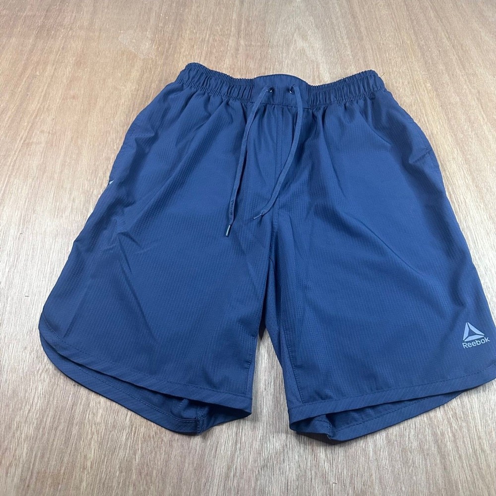 Reebok Mens Athletic Shorts Gray Lightweight Zip Pocket Training Size Small