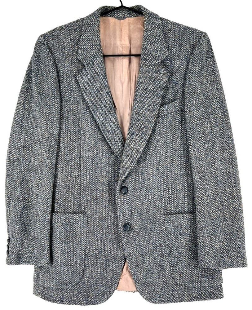 Vintage Harris Tweed Men Wool Hand Woven Blazer Jacket Size S