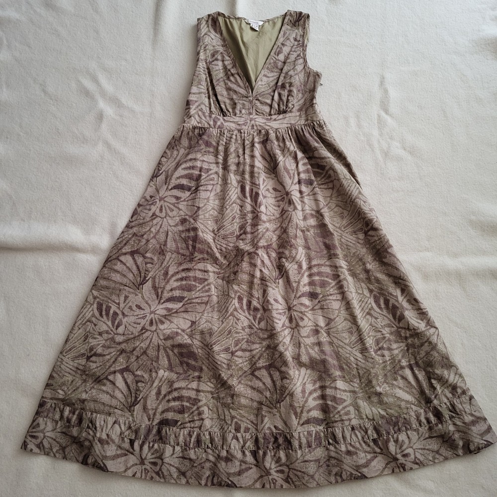 Sundance Maxi Dress Women's Size 8 Brown Fall Floral 100% Cotton Lined