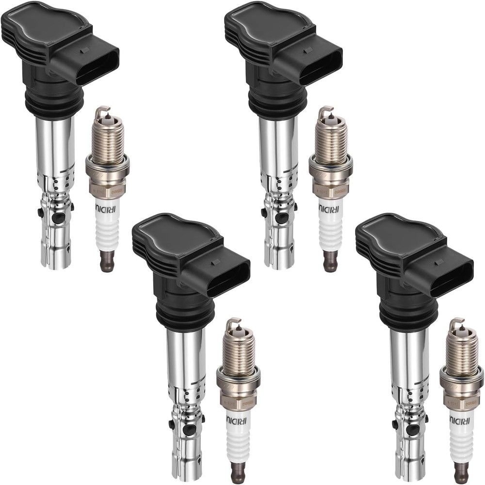 4pcs Ignition Coil and 4pcs Spark Plug for 2001-2006 Audi A4 1.8L L4 UF411