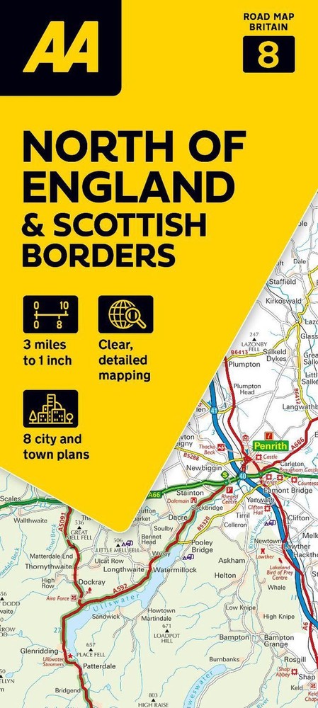 AA Folded Road Map North England & Scottish Borders  