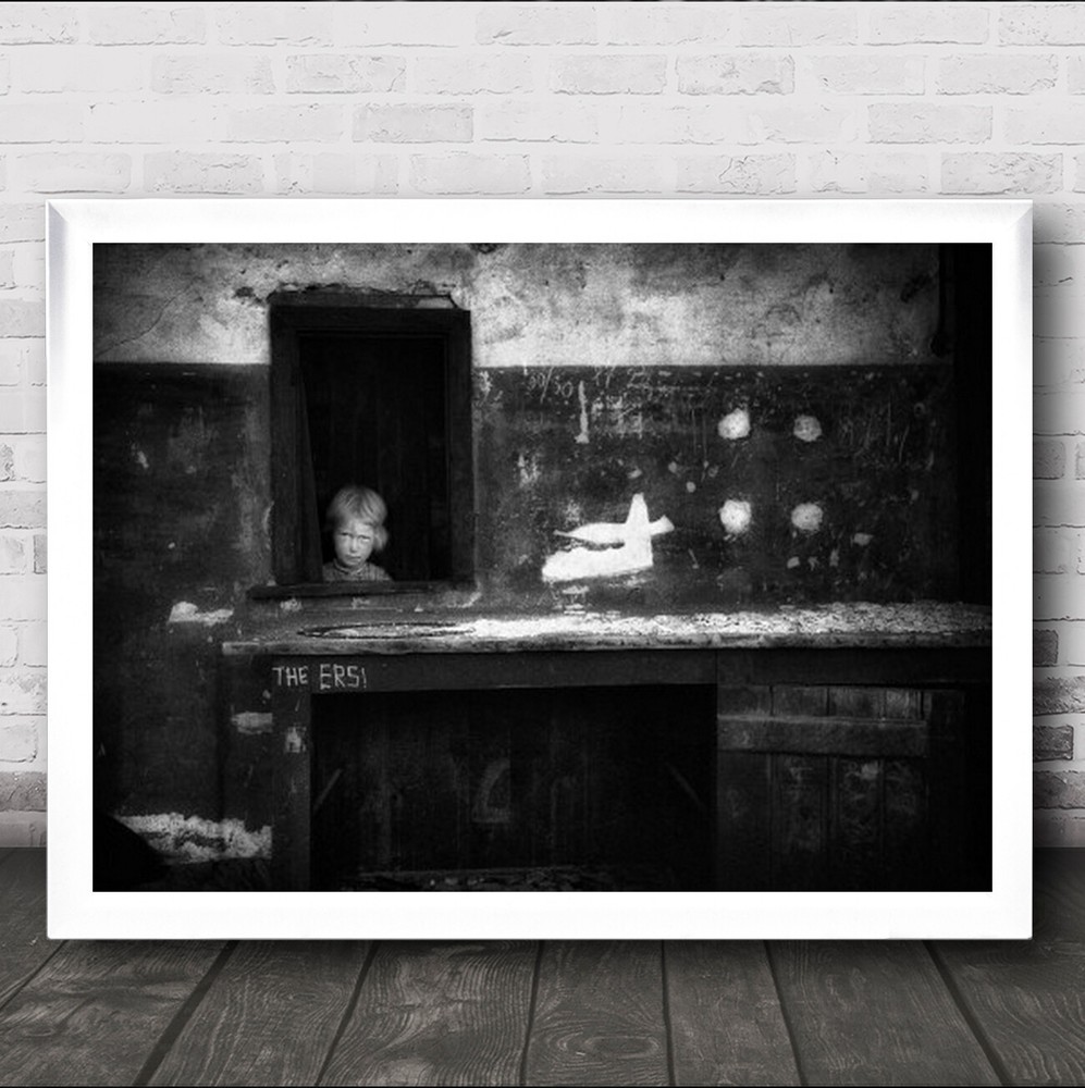 The Ers Eerie People Child Belgium B&W Black And White Kid Wall Art Print