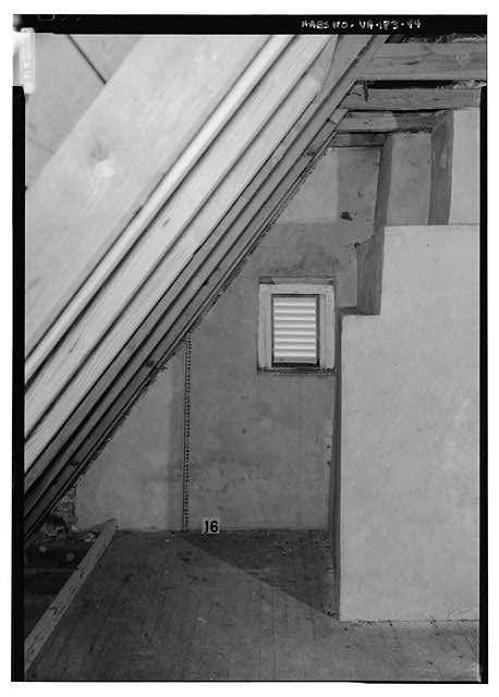 Photo:Interior View Second Floor East Side Fireplace Louvered Gable 1900s