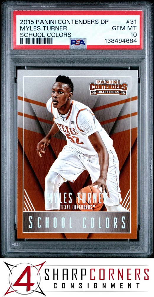 2015 Contenders Draft Picks School Colors #31 Myles Turner Rc Pop 1 Psa 10Price points for all collectors!