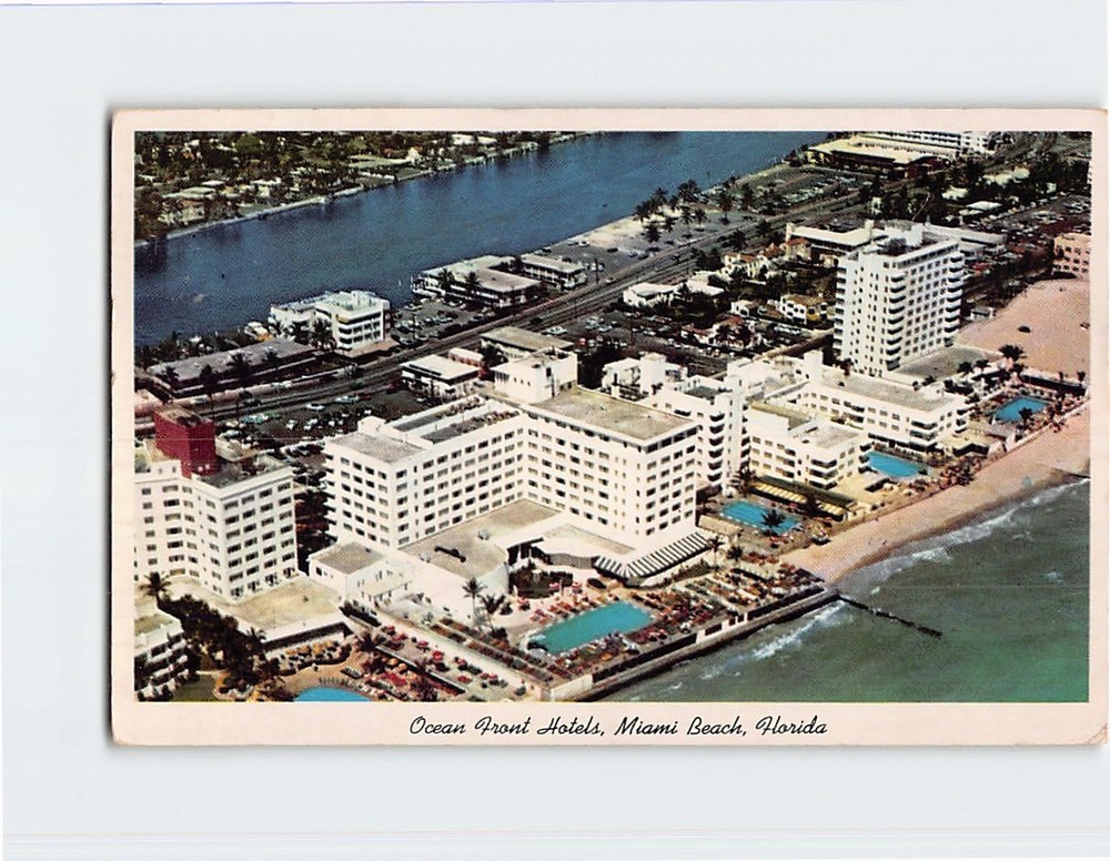 Postcard Ocean Front Hotels Miami Beach Florida USA