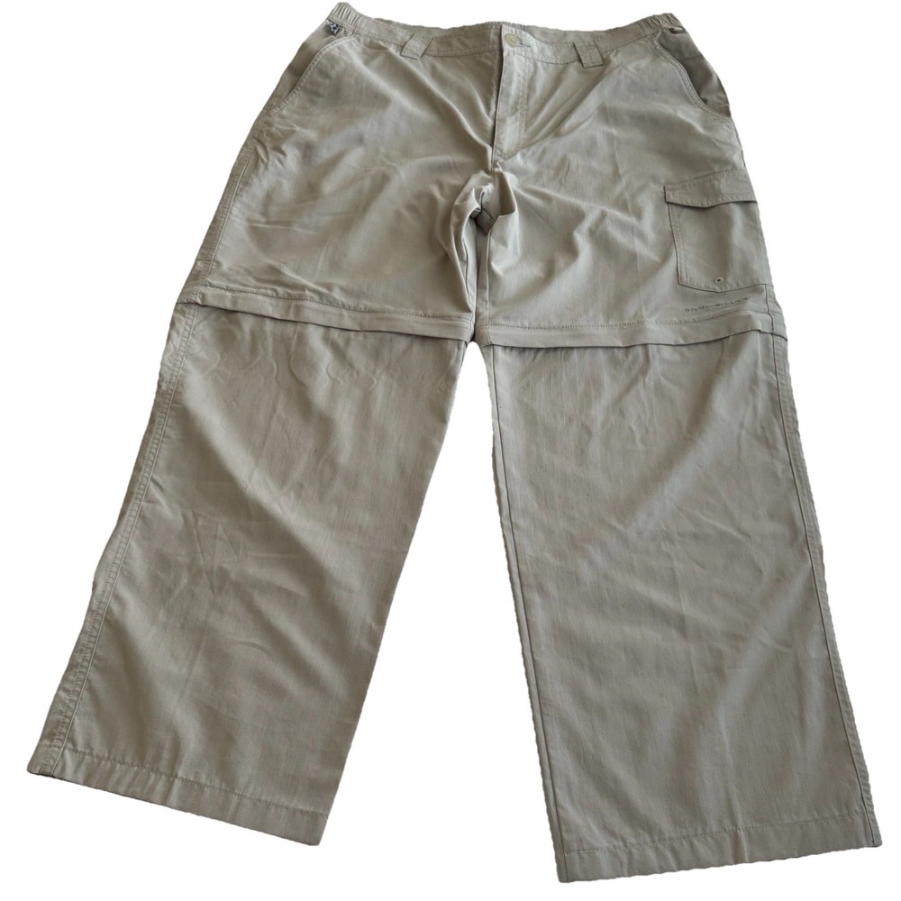 Columbia Pants Mens 38x30 Beige Nylon Omni Shade Convertible Hiking Sun Protect