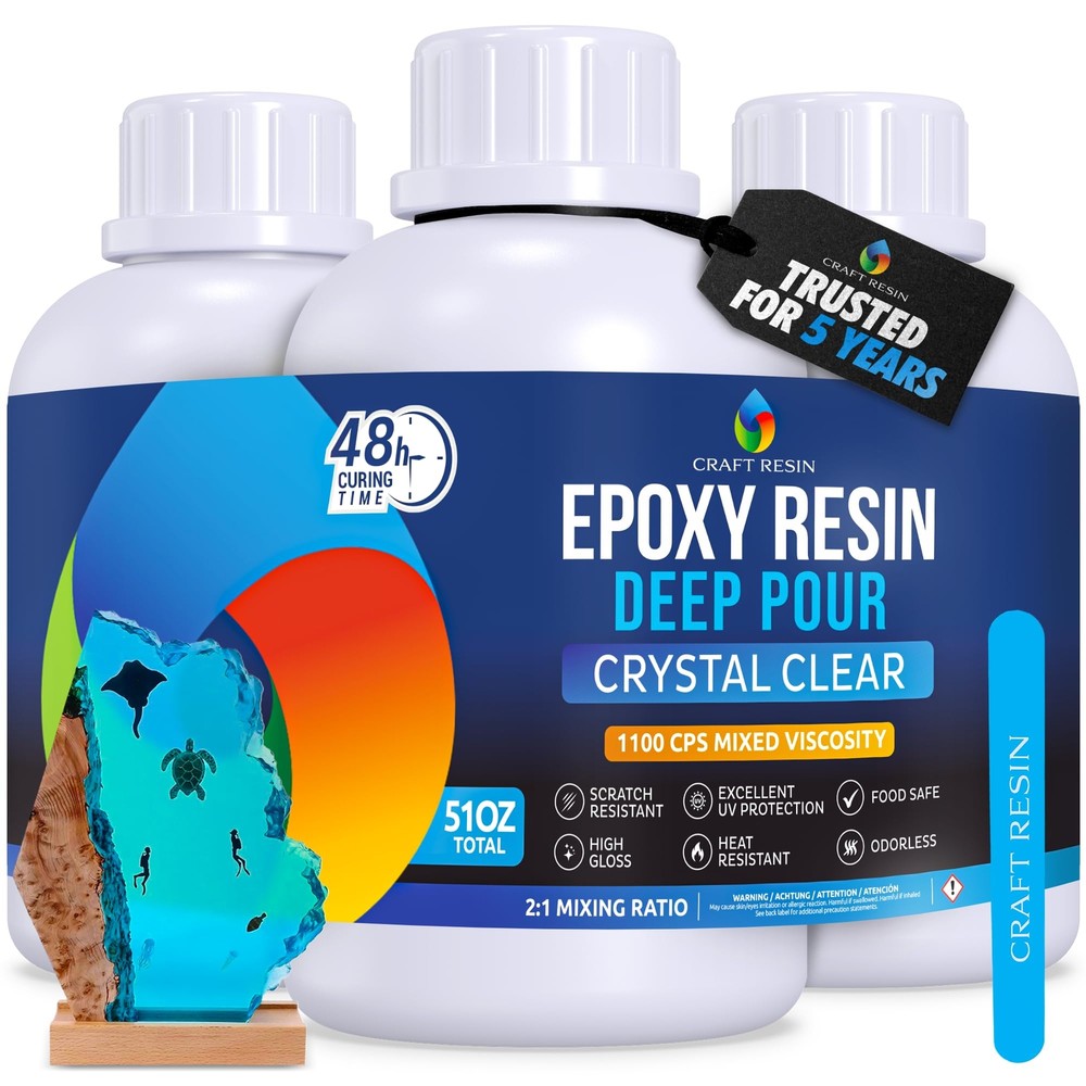 51oz Clear Food Safe Deep Pour Epoxy Resin Kit UV Resistant for DIY Art Projects