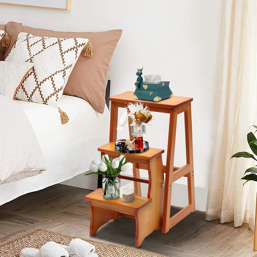 3-Step Folding Library Ladder Chair,  Portable Multifunctional Step Stool