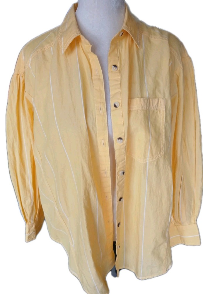 Free People We The Free Striped Yellow Oversized Shirt Size XS