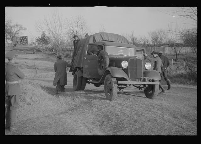 Photo:1930s Military Truck Soldiers Rural Road Scene