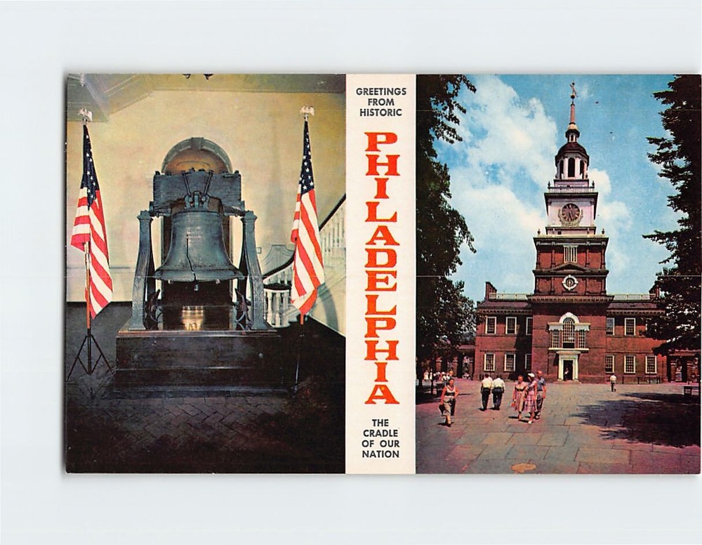 Postcard Liberty Bell & Independence Hall Philadelphia Pennsylvania USA