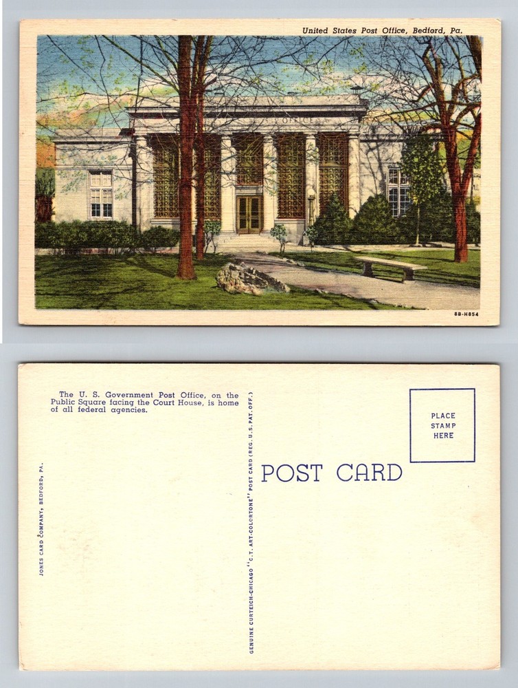 Bedford, PA-Pennsylvania U.S. Post Office Public Square Federal Vintage Postcard