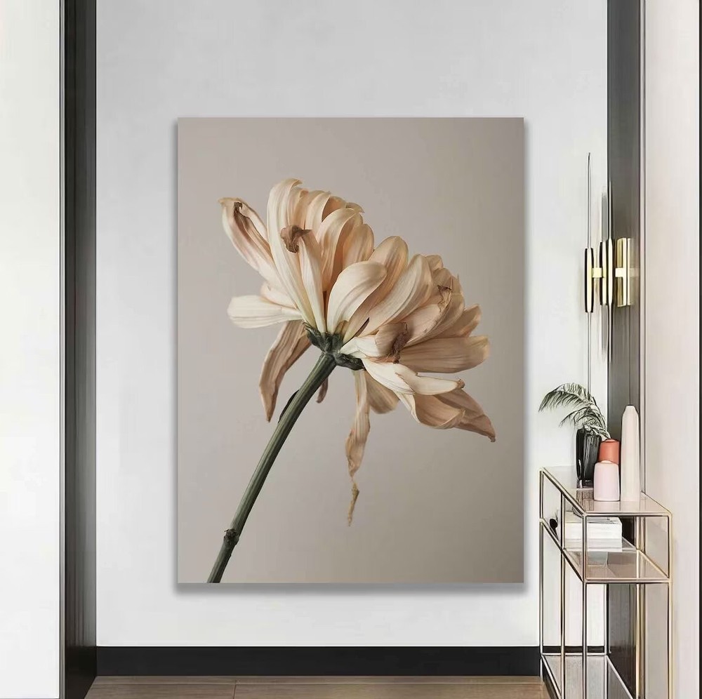White Flower Art Modern Abstract Soft Unframed Canvas Print Australian Wall Art