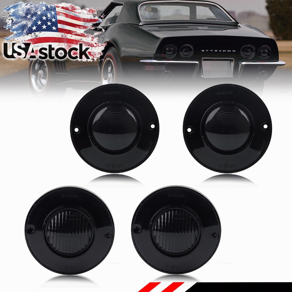 4PCS Smoked Lens Rear Tail Brake Lights & Backup Lamps For 1975-1979 Corvette C3