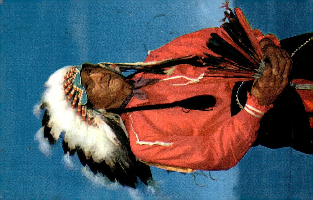 1960s Mohawk Trail Massachusetts Native American Chief Headdress Vintage Postcar