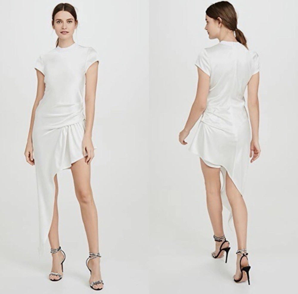 NWT White ALEXANDER WANG Asymmetric Cap Sleeve Dress Size 4 $750