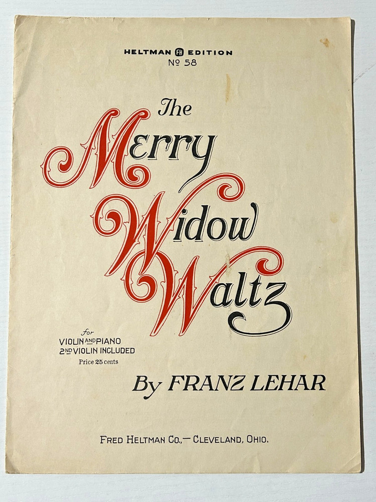 Vintage 1924 The Merry Widow Waltz Sheet Music By Franz Lehar