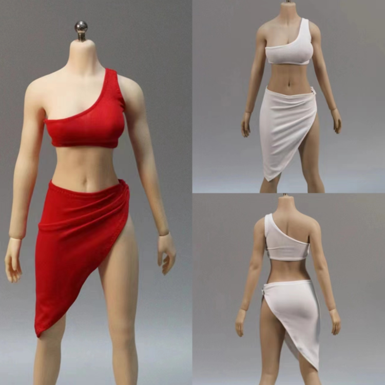 1/6 Scale Female Soldiers Clothes One Shoulder Tube Top&Skirt Clothes Suits