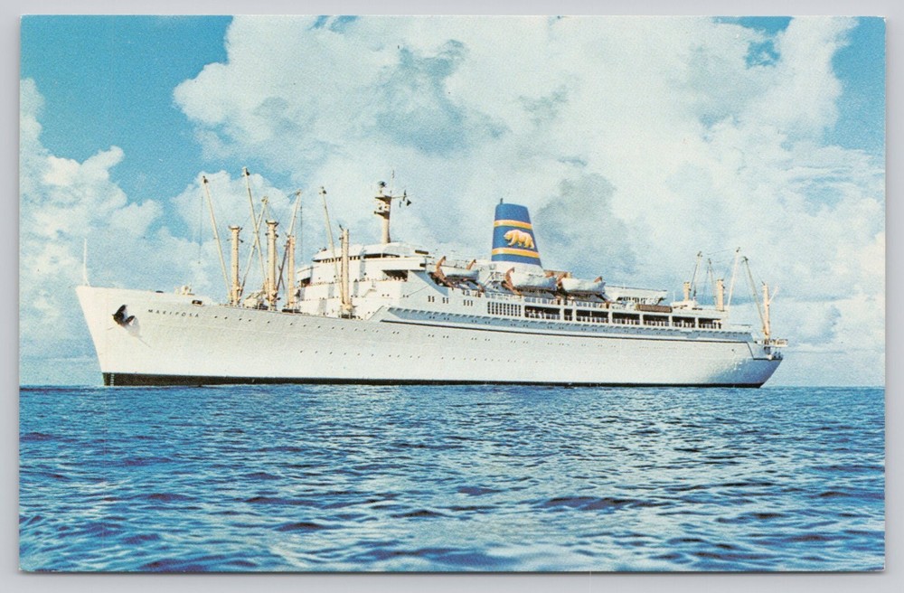 SS Mariposa SS Monterey Pacific Far East Line Luxury Liner Ship Postcard