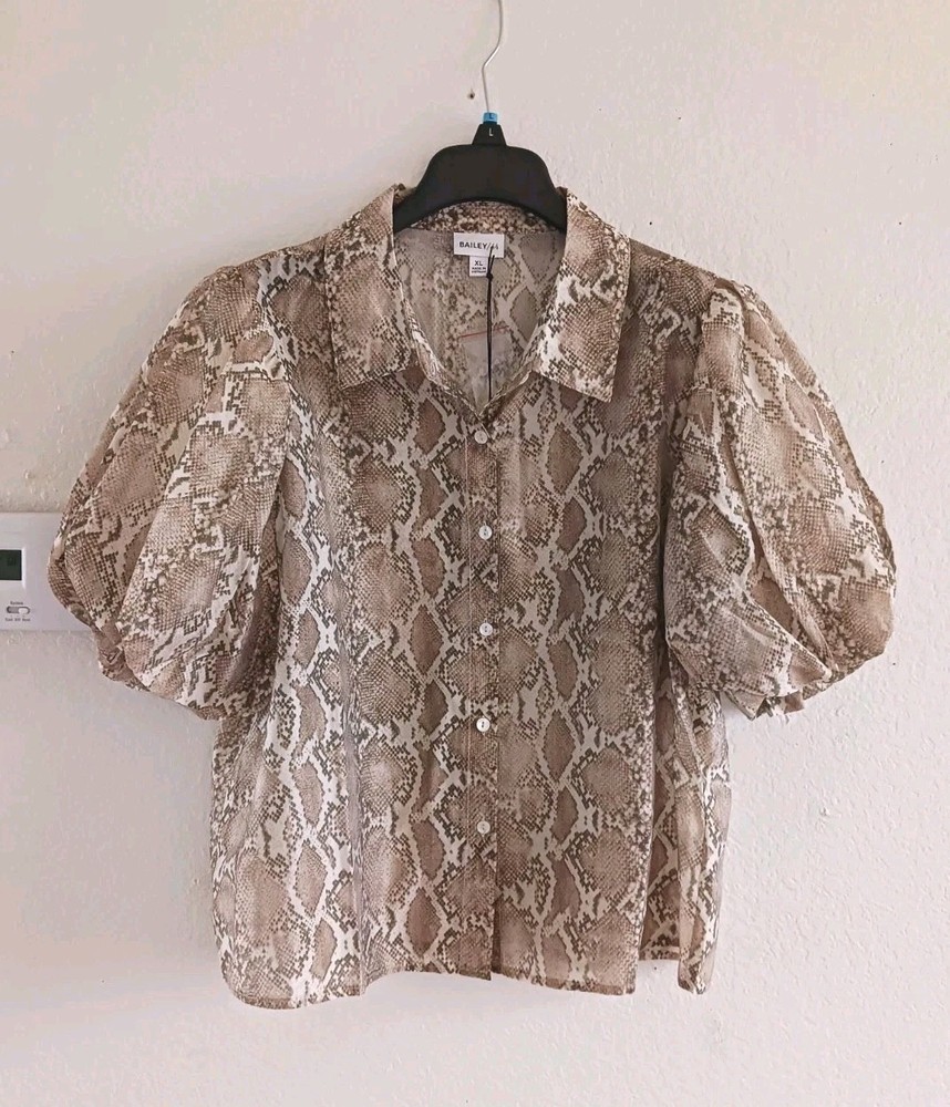 Bailey 44 Puff Sleeve Button-Down Blouse Size XL