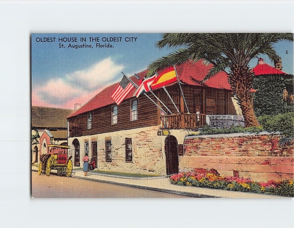 Postcard Spanish House Oldest City Saint St. Augustine Florida USA North America